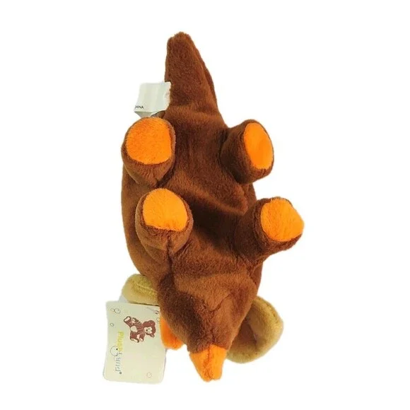 Plushland Vintage Triceratops Dinosaur Stuffed Animal Toy Brown Orange Cute Soft - Picture 9 of 10